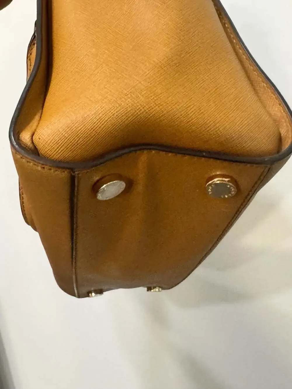 Michael Kors Saffiano Leather Satchel Cognac Brown Top Handle Crossbody